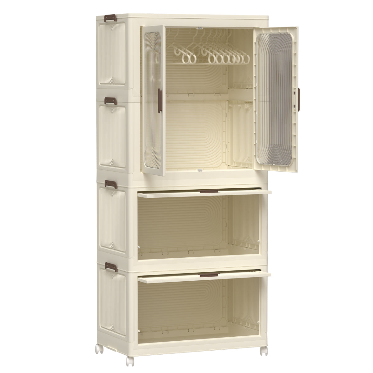 Portable Clothing Storage Organizer with a Wardrobe Design, Featuring a Dresser, Magnetic Closure, 4 Cubes, a Hanging Rod, And 10 Hangers, Available in White, Portable Closets
