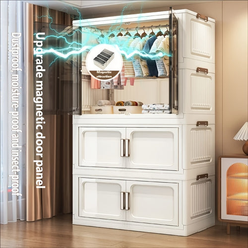 A 26.77 Inch Simple Wardrobe, Portable Storage Box, Foldable Storage Cabinet, Multifunctional Wardrobe Organizer, Suitable for Hanging Clothes, Suitable for Bedrooms, Cloakrooms, Clothing Stores, Laundry Rooms, Walk-in Wardrobes, Etc