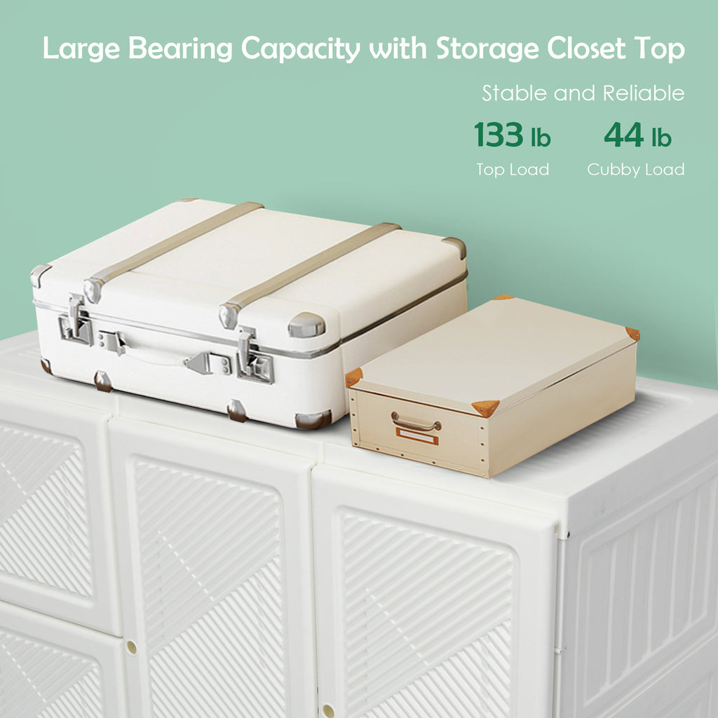 COSTWAY Portable Closet Clothes Foldable Armoire Wardrobe Closet w\u002F 12 Cubby Storage
