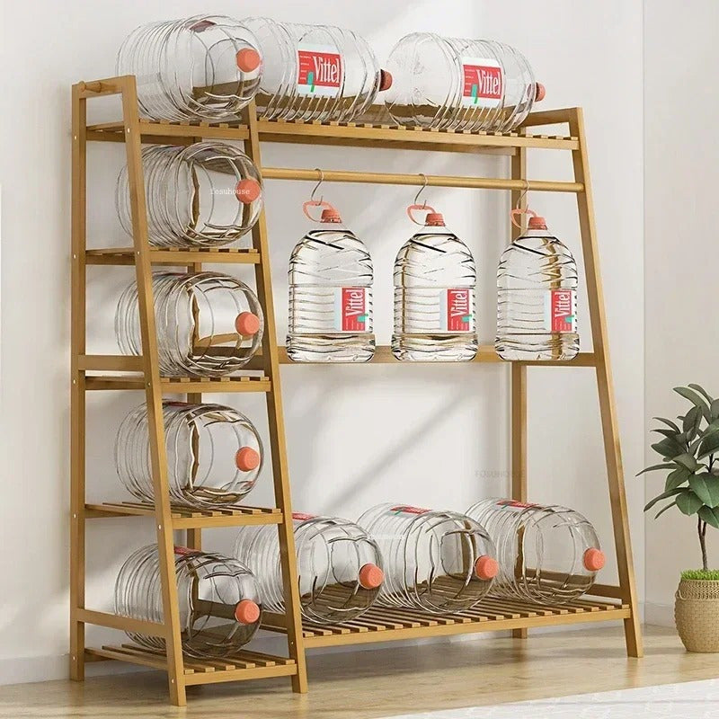 50.69in Apartment, bedroom Indispensable Cloth Bag Hangers 31.98in Portable Bamboo Wardrobe: Storage Organizer withHangers, Shelves, Bags, 5 Side Racks. Sturdy, Durable Quick & Easy Assembly. Ideal for Premium Stores, Laundry, Balconies.