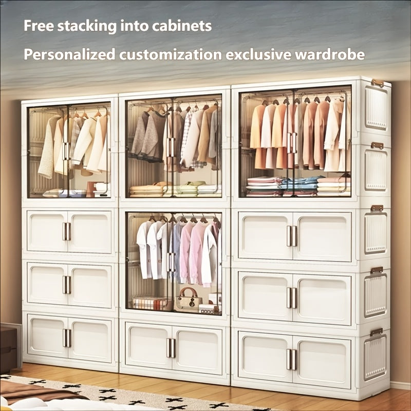 A 26.77 Inch Simple Wardrobe, Portable Storage Box, Foldable Storage Cabinet, Multifunctional Wardrobe Organizer, Suitable for Hanging Clothes, Suitable for Bedrooms, Cloakrooms, Clothing Stores, Laundry Rooms, Walk-in Wardrobes, Etc