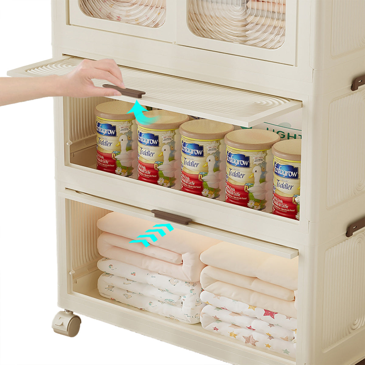 Portable Clothing Storage Organizer with a Wardrobe Design, Featuring a Dresser, Magnetic Closure, 4 Cubes, a Hanging Rod, And 10 Hangers, Available in White, Portable Closets